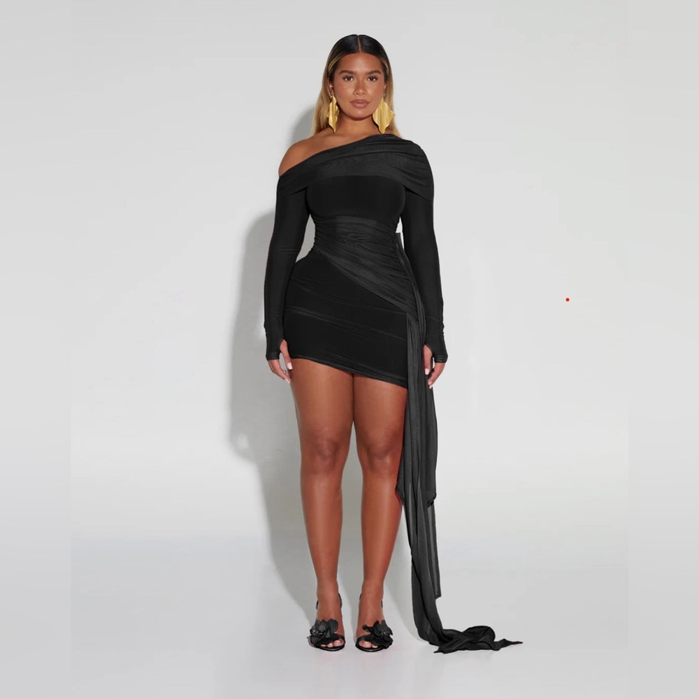 Black Mesh Drapped dress. Open to offers